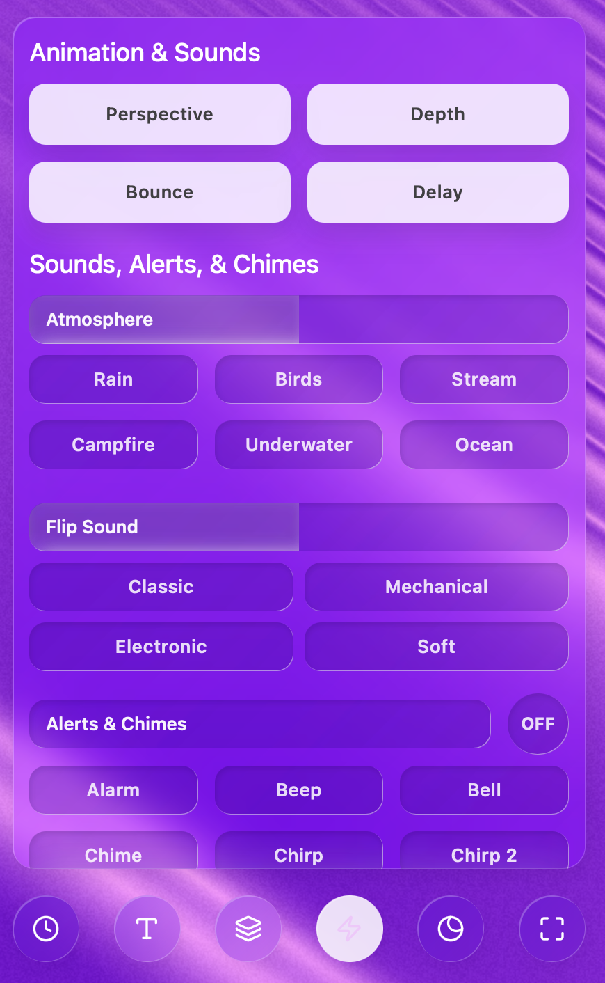 Flip Animation Settings